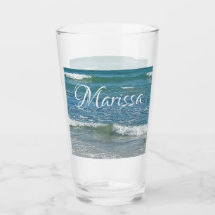 Sudsy Blue Atlantic Ocean Shore Custom Name Desk O Glass
