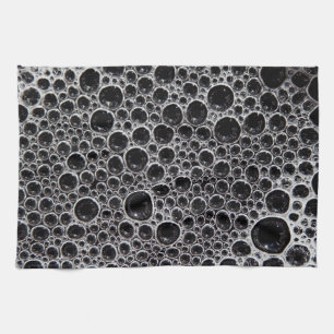 Sudsy soap bubble black and white kitchen towel