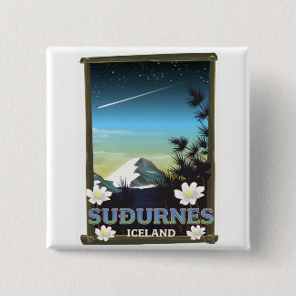 Suðurnes iceland travel poster 2 inch square button