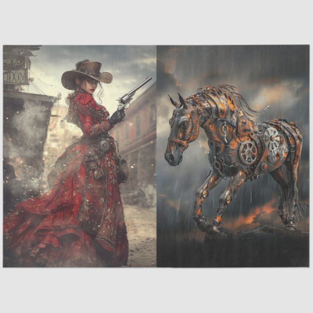 Sue Steampunk & Western Lady  Tissue Paper (Front)