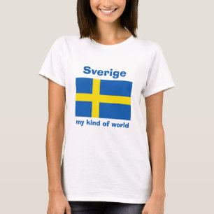 Suède Drapeau + Carte + Texte T-Shirt