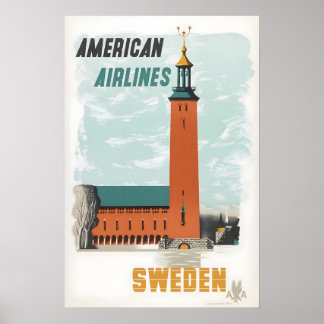 Suède Impression Art Suédois Américain Affiche de 