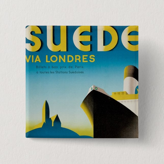 Suede via Londres 2 Inch Square Button (Front)