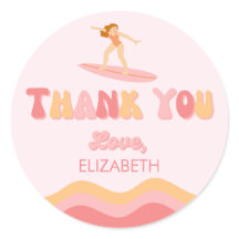 Sufer Birthday Girl - Favour Bag Sticker