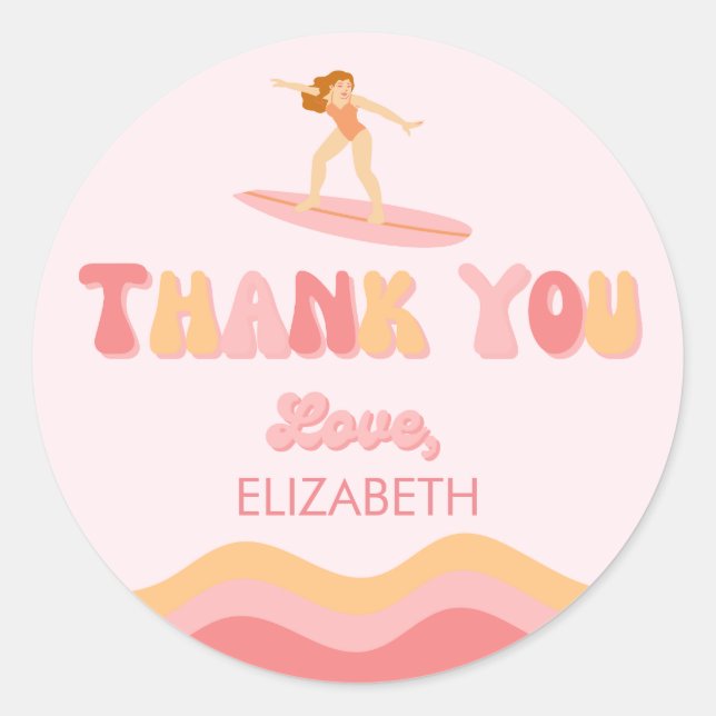 Sufer Birthday Girl - Favour Bag Sticker (Front)