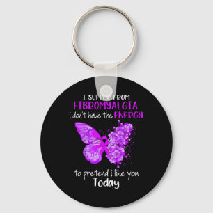 Suffer From Fibromyalgia Awareness Butterfly Purpl Keychain