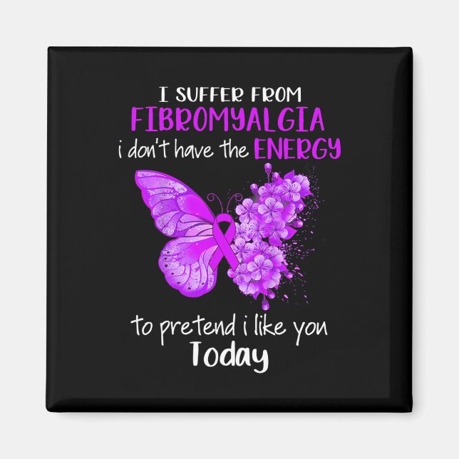 Suffer From Fibromyalgia Awareness Butterfly Purpl Magnet (Front)