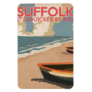 Suffolk England Vintage Travel Poster Magnet
