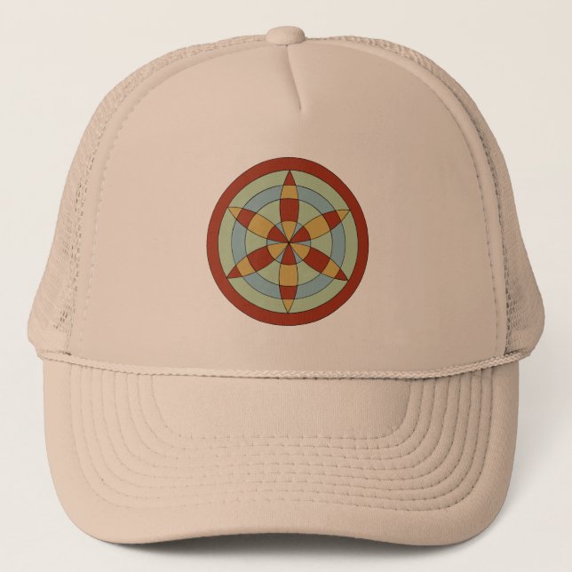 Suffolk Hexafoil (Daisy Wheel) Witch Mark Trucker Hat (Front)