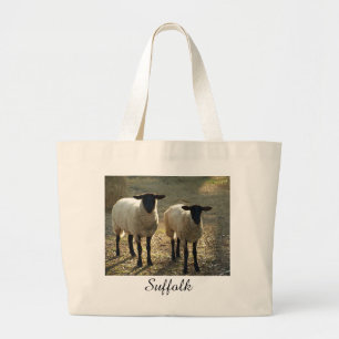 Suffolk Sheep Afternoon Sunlight Pastoral Scene Large Tote Bag