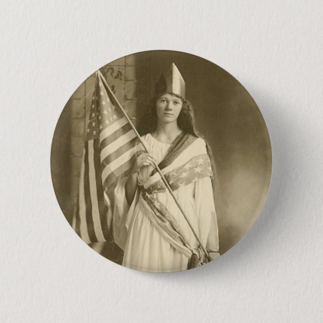 suffrage liberty lady button (Front)