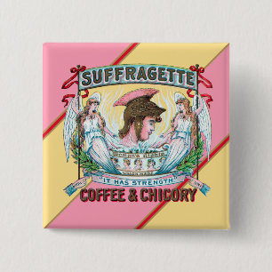 Suffragette Coffee & Chicory 2 Inch Square Button