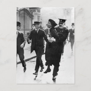 Suffragette Emmeline Pankhurst Being Arrested 1914 Postcard