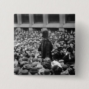 Suffragette Hits The Street: early 1910s 2 Inch Square Button