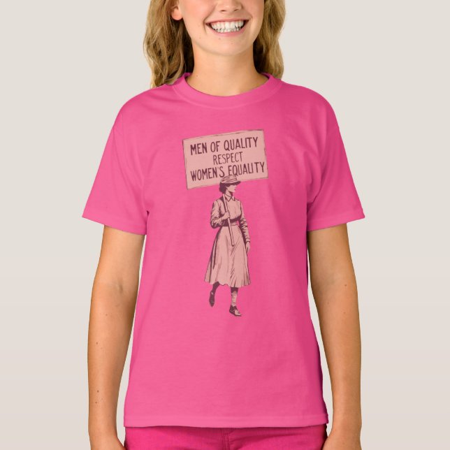 Suffragette Marching, Respect Women's Equality Tee (Front)
