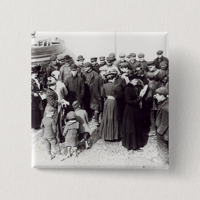 Suffragettes in Hastings, 1908 2 Inch Square Button (Front)