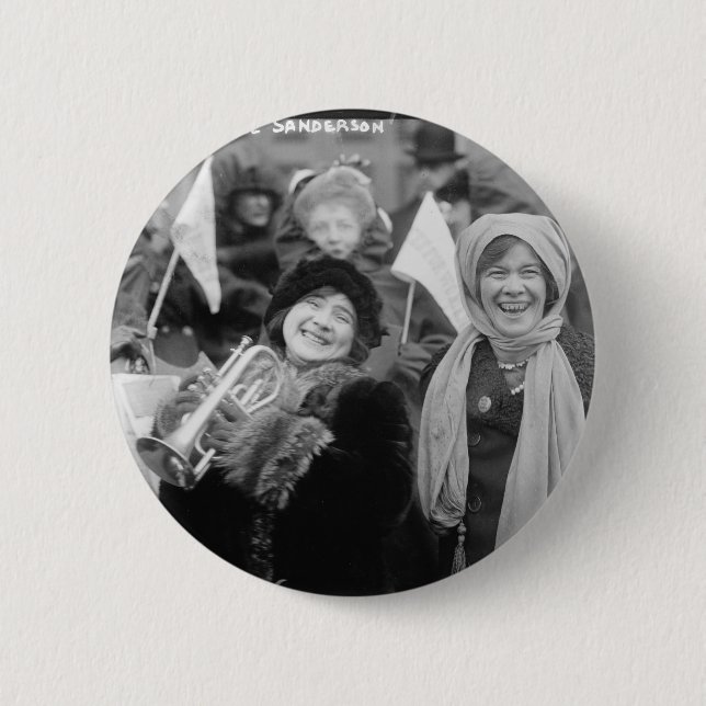 Suffragists Rose Sanderman and Elizabeth Freeman 2 Inch Round Button (Front)