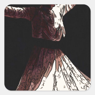 sufi boy whirling square sticker