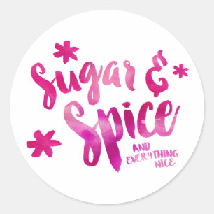 Sugar and Spice Baby Shower Watercolor Classic Round Sticker