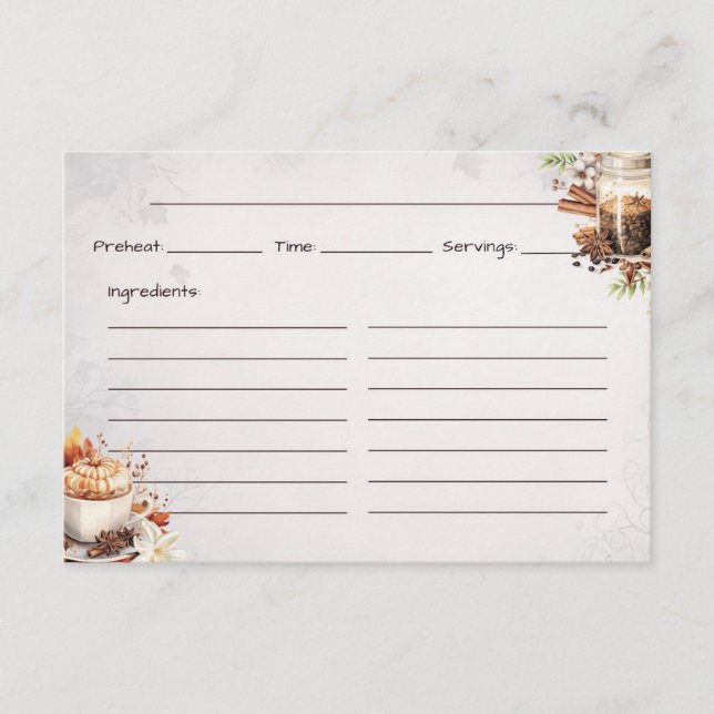 Sugar and Spice Basic Recipe Card (Front)