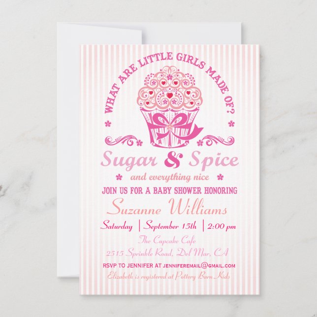 Sugar and Spice Cupcake Baby Shower Invitation (Front)