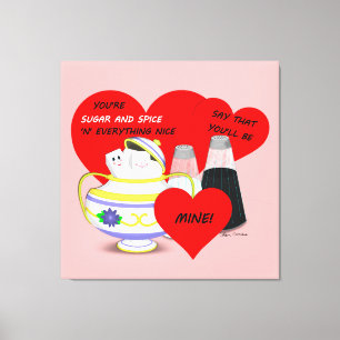 Sugar and Spice - Old Fashioned Valentine Card Art Canvas Print