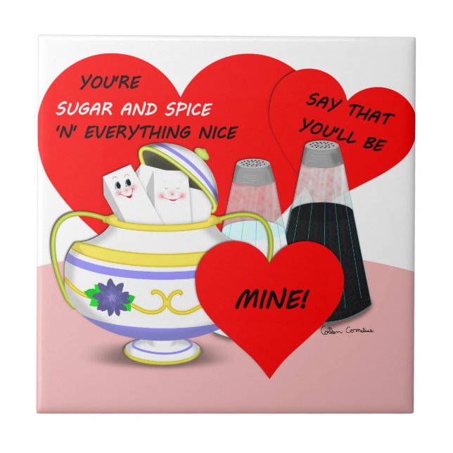 Sugar and Spice - Old Fashioned Valentine Card Art Tile (Front)