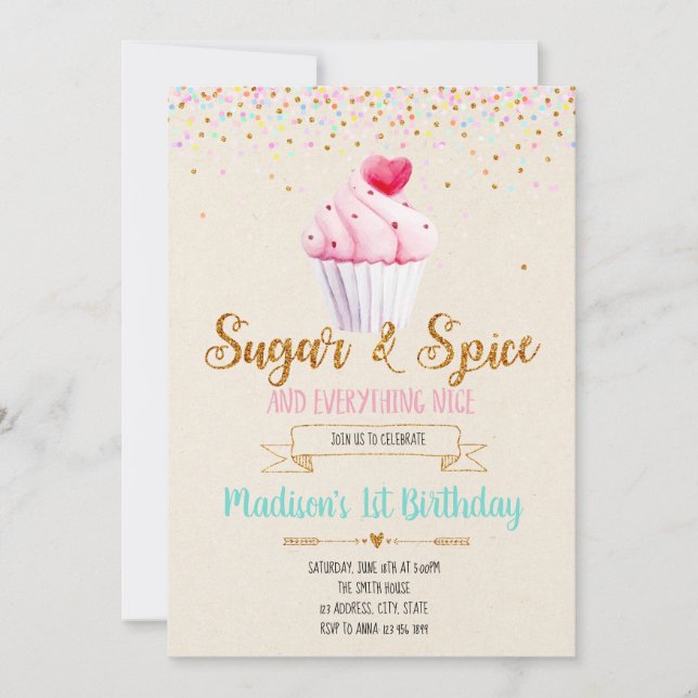 Sugar and spice party invitation (Front)