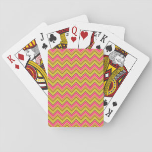 Sugar and Spice Pink and Green Chevron Playing Cards