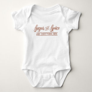 Sugar and Spice Rose Gold Calligraphy one piece Baby Bodysuit