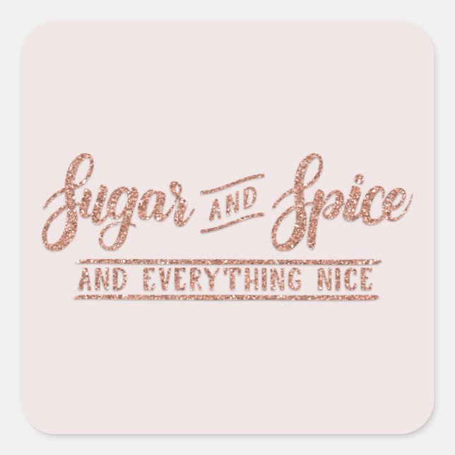 Sugar and Spice Rose Gold Calligraphy Sticker (Front)