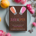 Sugar and Spice Shakers Baby Shower Invitation<br><div class="desc">This adorable baby shower party invitation has the theme of Sugar and Spice! The design has two salt shakers, one orange to represent spice and one pink to represent sweet. They're shaking out cute little flakes and hearts over the words "Sugar and Spice". The background is a chocolate brown. These...</div>