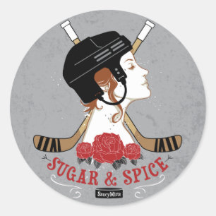 Sugar and Spice Womens Hockey Classic Round Sticker