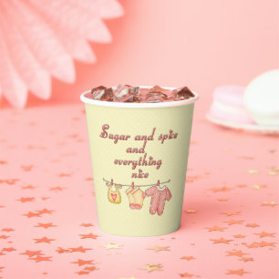 Sugar and Spice Yellow and Pink Baby Shower  Paper Cups