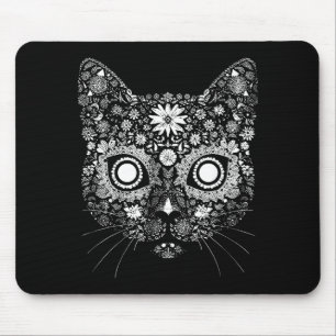 Sugar Cat Skull Flower Artistic Design Mouse Pad