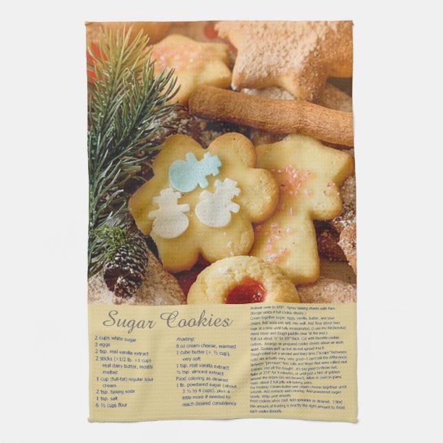 Sugar cookies recipe kitchen towel (Vertical)
