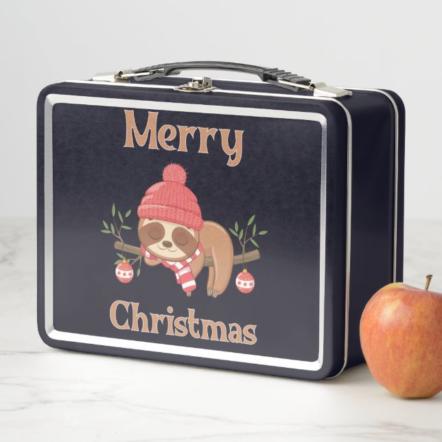 Sugar Cute Sloth Christmas Metal Lunch Box (In Situ)