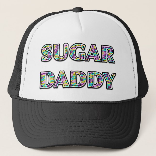 "SUGAR DADDY" Multicolor Candy Design Trucker Hat (Front)