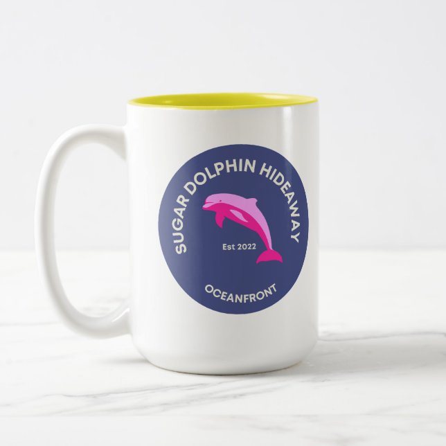 Sugar Dolphin Hideaway Logo Beach Coffee Mug  (Left)