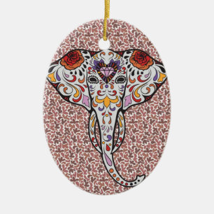Sugar Elephant Ceramic Ornament