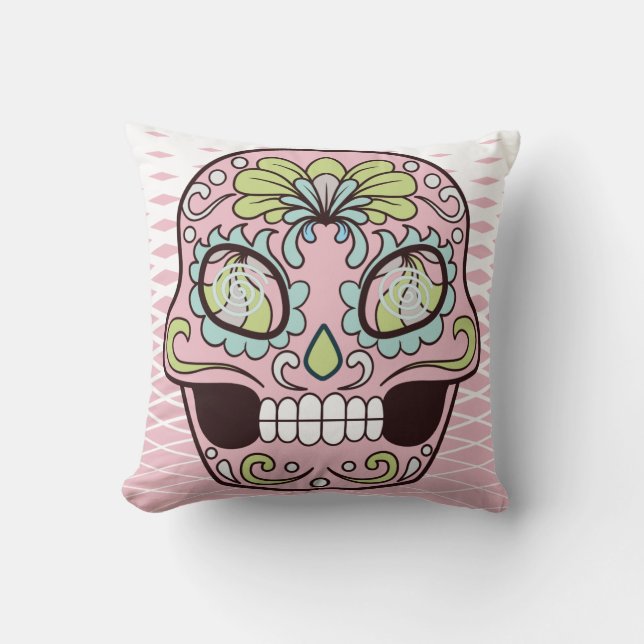 Sugar Face Throw Pillow (Front)