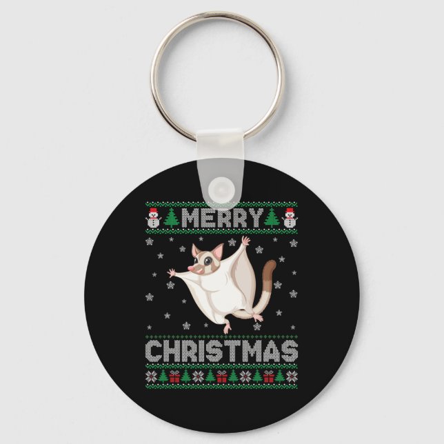 Sugar Glider Animal Men Women Kids Ugly Christmas  Keychain (Front)