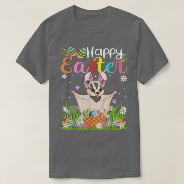 Sugar Glider Bunny Egg Hunt Funny Sugar Glider Hap T-Shirt (Design Front)