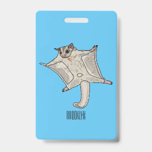Sugar glider cartoon illustration badge