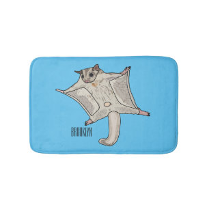 Sugar glider cartoon illustration bath mat