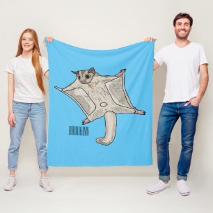 Sugar glider cartoon illustration fleece blanket