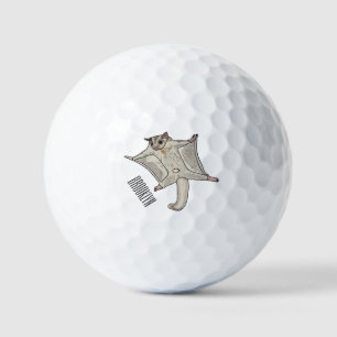 Sugar glider cartoon illustration golf balls