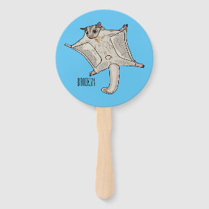 Sugar glider cartoon illustration hand fan