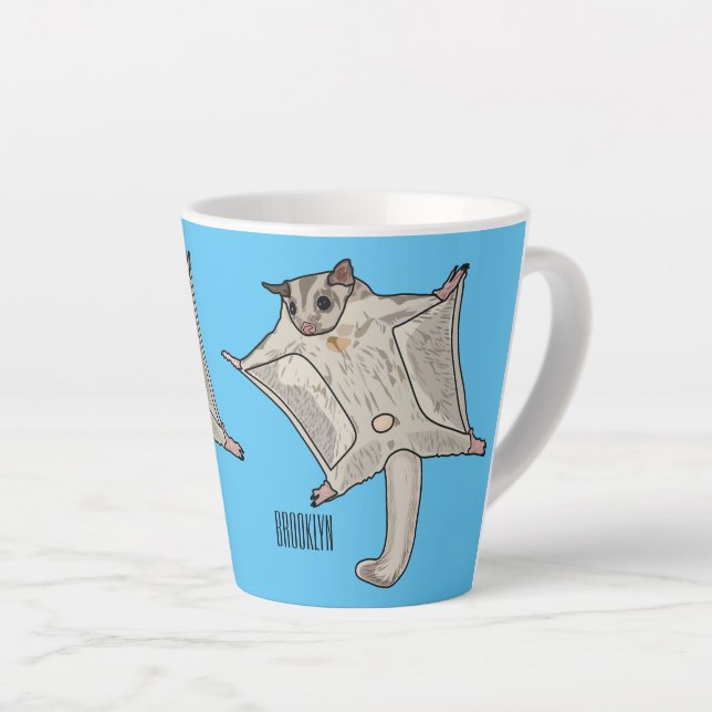 Sugar glider cartoon illustration latte mug (Right Angle)