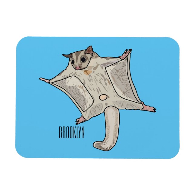 Sugar glider cartoon illustration magnet (Horizontal)